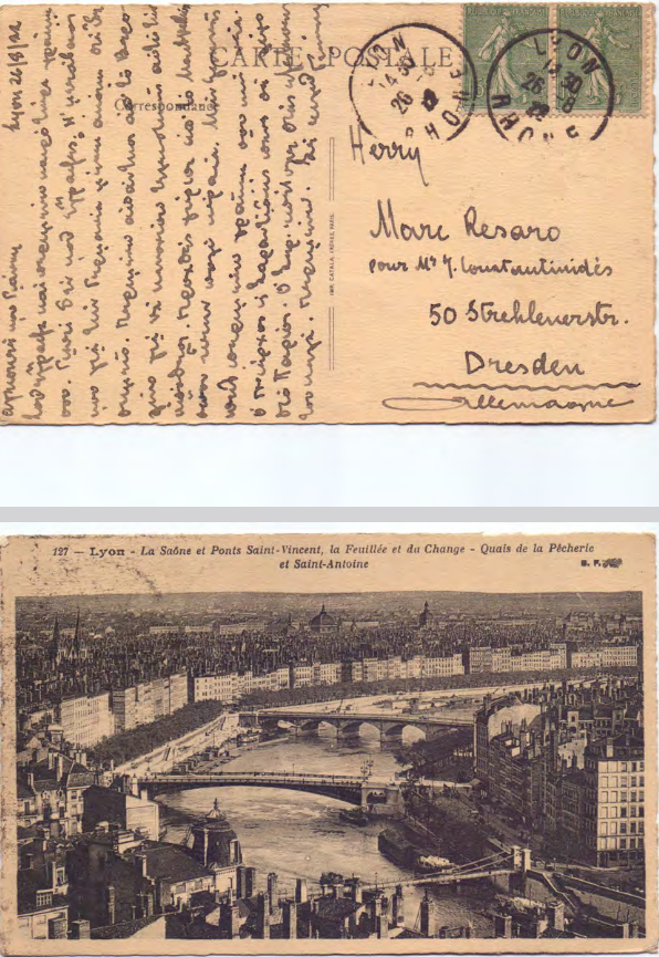 Card Postal προς Γιάννη Κωνσταντινίδη 26/08/1922