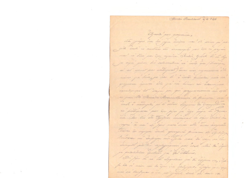 Επιστολή προς Ευαγγελία Κωνσταντινίδου 06/06/1926