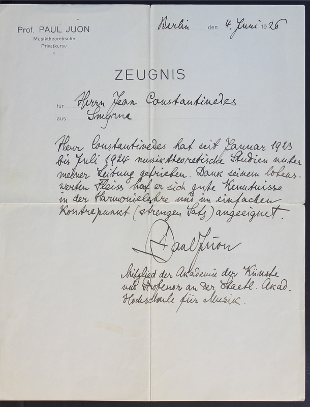 Επιστολή προς Γιάννη Κωνσταντινίδη 04/06/1926