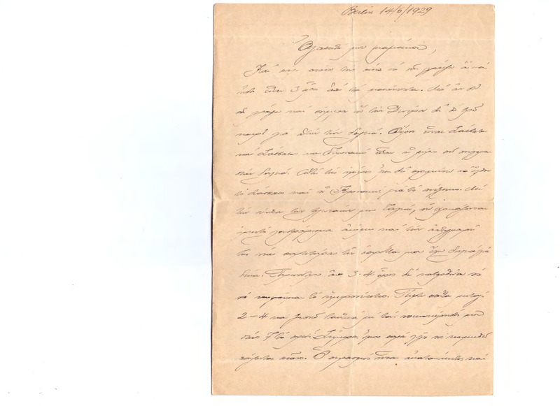 Επιστολή προς Ευαγγελία Κωνσταντινίδου 14/06/1929