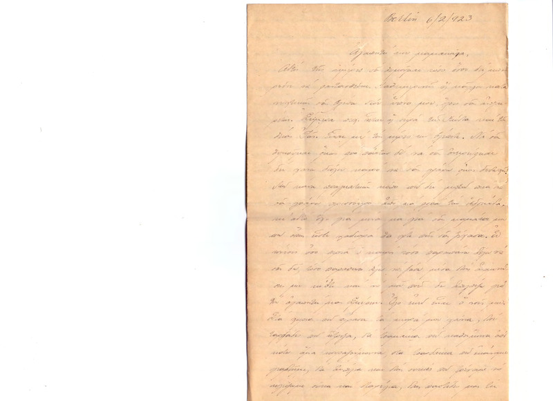 Επιστολή προς Ευαγγελία Κωνσταντινίδου 06/02/1923