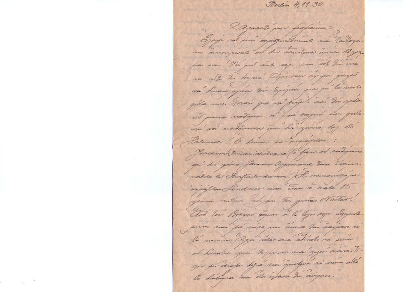 Επιστολή προς Ευαγγελία Κωνσταντινίδου 04/11/1930