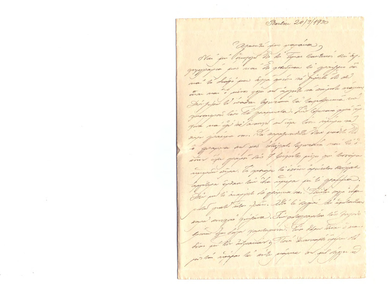 Επιστολή προς Ευαγγελία Κωνσταντινίδου 20/03/1930