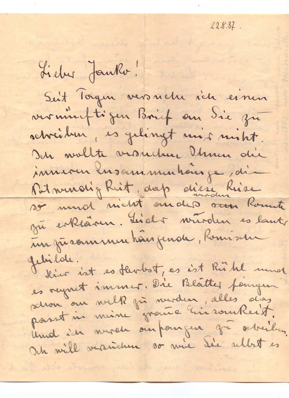 Επιστολή προς Γιάννη Κωνσταντινίδη 22/08/1987