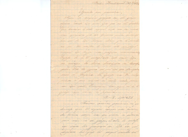 Επιστολή προς Ευαγγελία Κωνσταντινίδου 20/03/1925