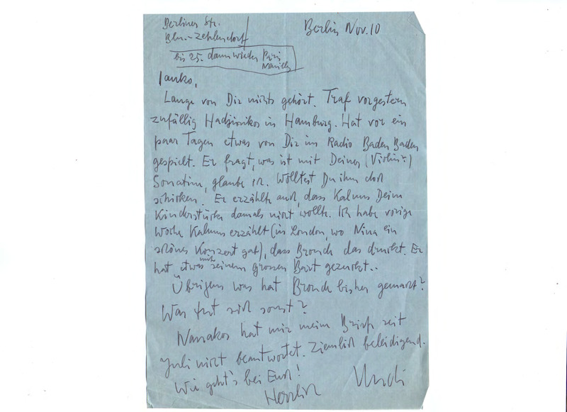 Επιστολή προς Γιάννη Κωνσταντινίδη 10/11