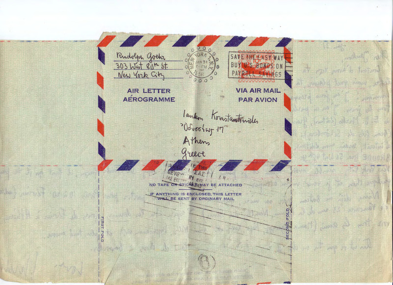 Επιστολή προς Γιάννη Κωνσταντινίδη 31/01/1956