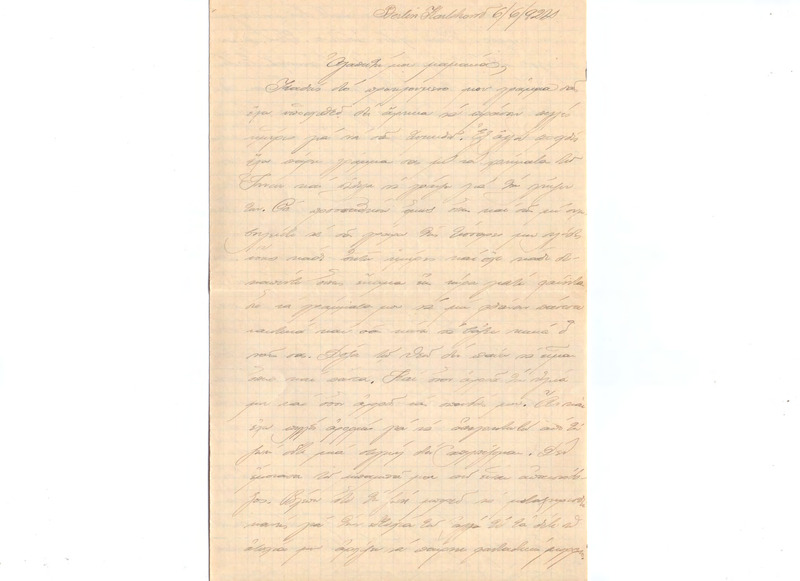 Επιστολή προς Ευαγγελία Κωνσταντινίδου 06/06/1924