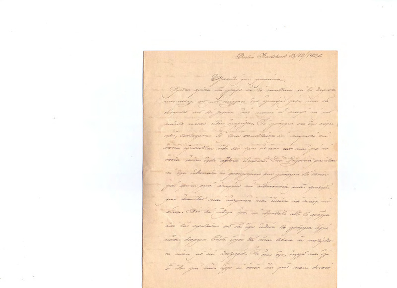 Επιστολή προς Ευαγγελία Κωνσταντινίδου 15/12/1926