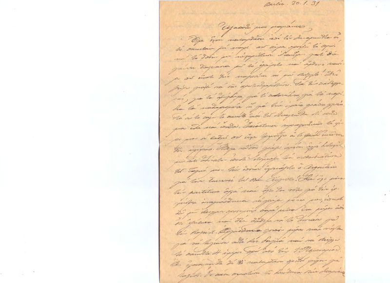 Επιστολή προς Ευαγγελία Κωνσταντινίδου 30/01/1931